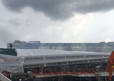 Big protection tarpaulin for the new Rennes train station construction site